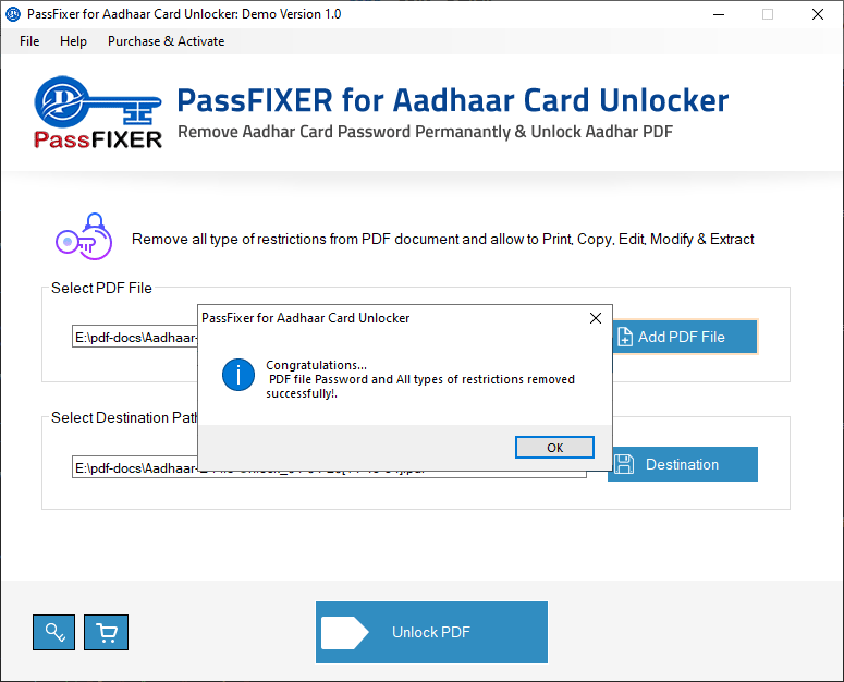 remove aadhaar password