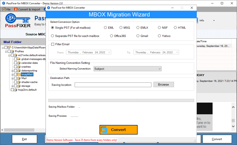 MBOX conversion options
