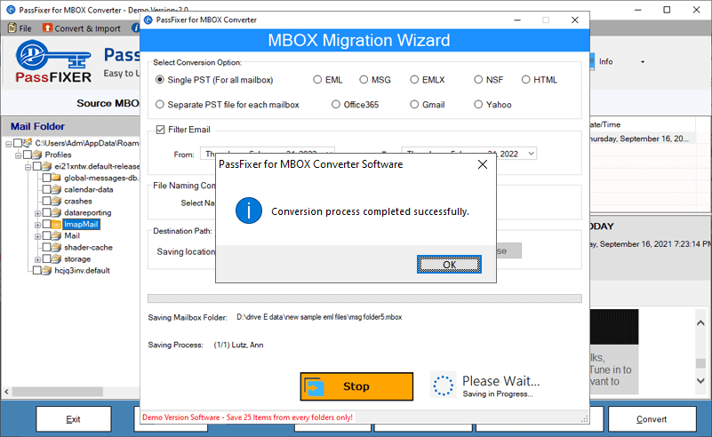 mbox conversion complete