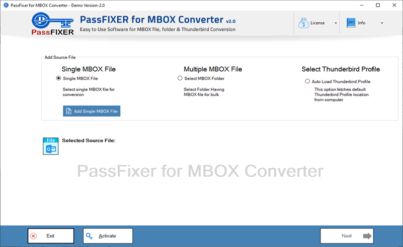 MBOX Converter welcome window