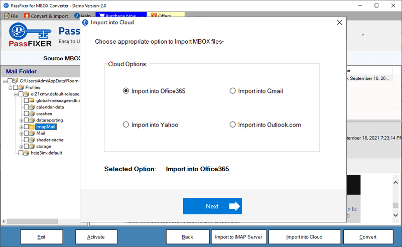 mbox to cloud options