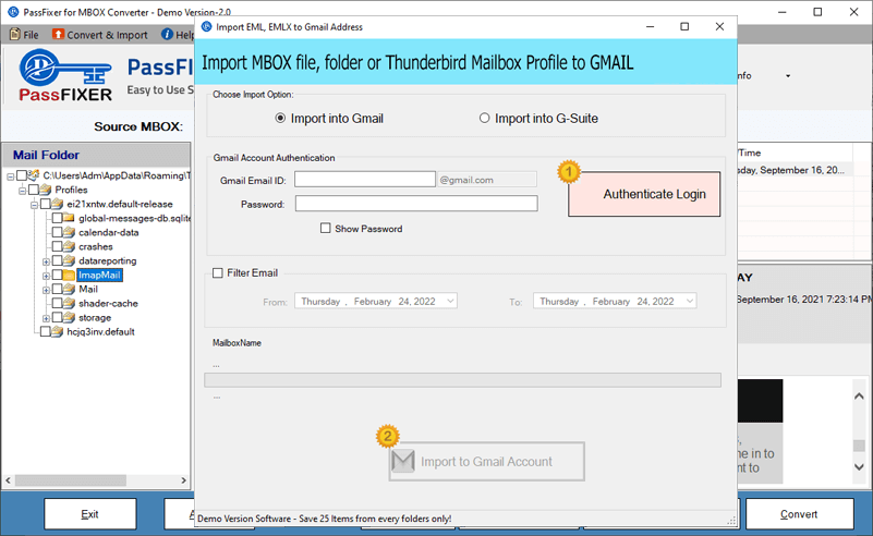 mbox to Gmail options