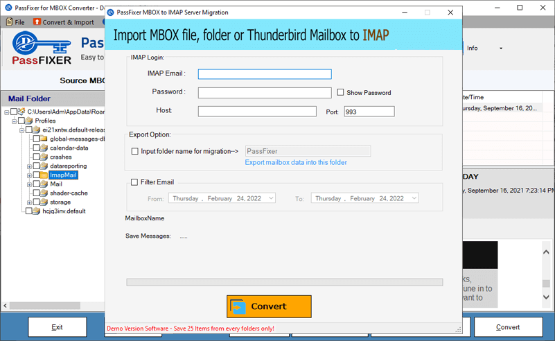 mbox to imap options