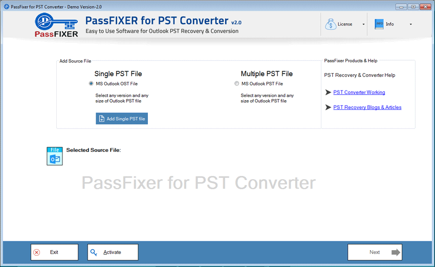 PST Converter welcome window