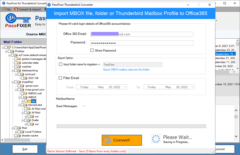 thunderbird to office 365 migration