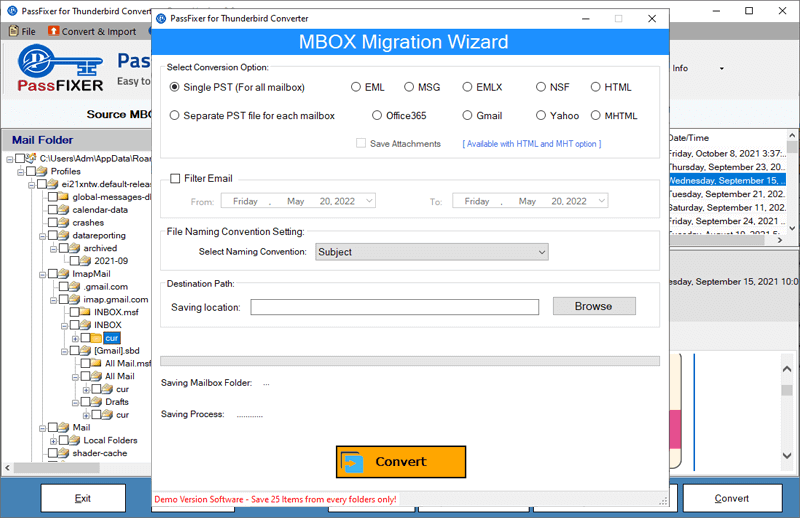 thunderbird conversion options