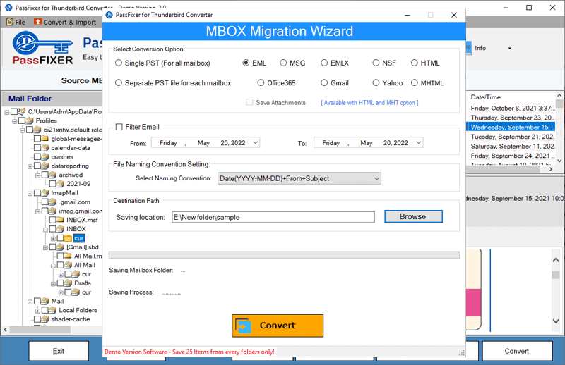 thunderbird conversion options