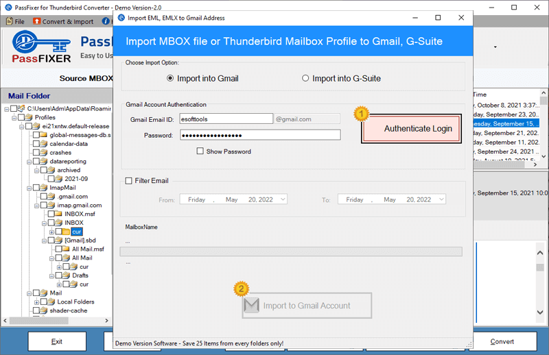 thunderbird to Gmail options