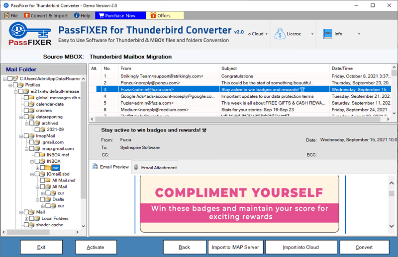 thunderbird email preview