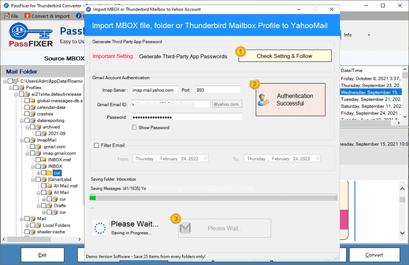 thunderbird to yahoomail migration